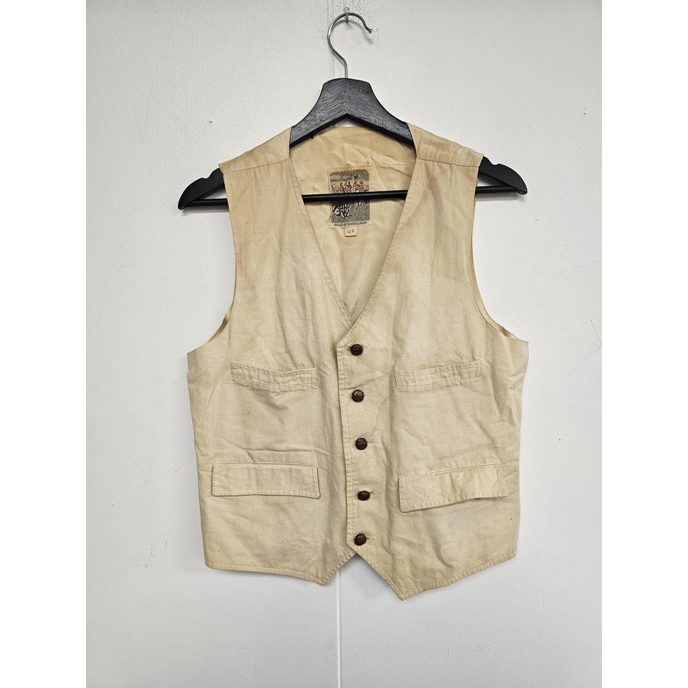 Vintage Scots Grey Ltd Vest Mens 40 Beige Canvas Belted Lined Workwear‎